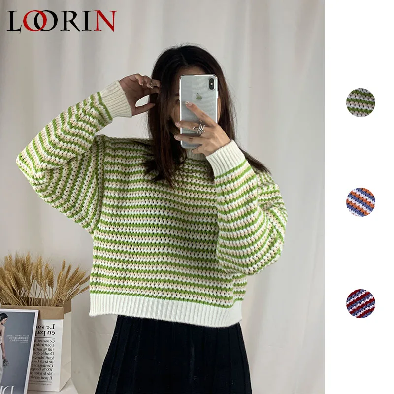 Свитер LORIN Женский Повседневный ажурный пикантный модный джемпер с круглым