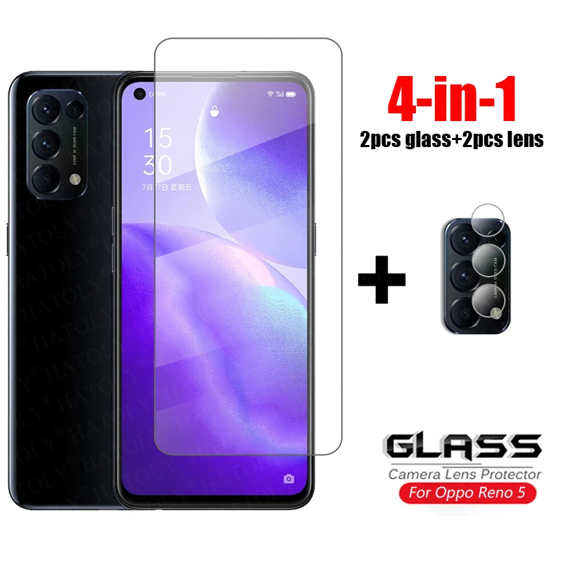 Protector de pantalla de cristal templado para m&oacute;vil, pel&iacute;cula ultrafina transparente para Oppo Reno 5 K, 5G, Reno 5 K 5F-0