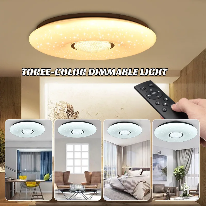 

54W LED Ceiling Lamp Dimmable 2835SMD Light Bulbs Starlight Stars Sky 3-color 36 Led with Remote Control IP44 180V-240V