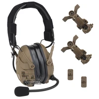tactical noise reduction communication headset set dark earth color military bluetooth ear muffs w helmet rail mount kit