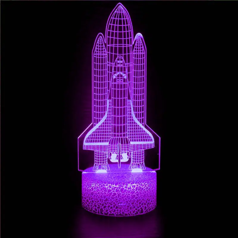 

2021 LED 3D Night Light Print Dropship Space Shuttle Rocket Lamp Saturn V Lamp For Space Lovers USB Charging Switch Control