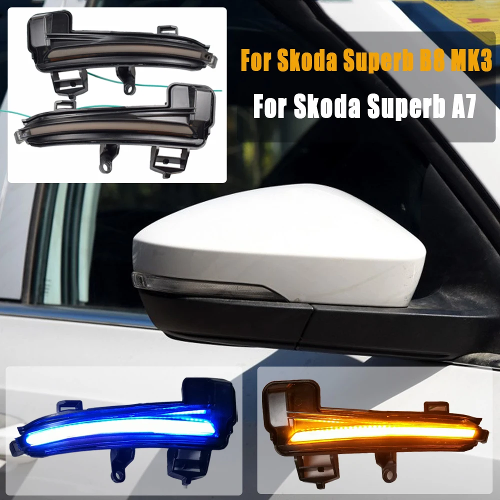 

Car Dynamic LED Turn Signal Blinker Sequential Side Mirror flasher Light For Skoda Superb A7 2016 2017 2018 2019