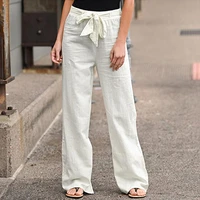 2021 women pants cotton linen pants casual solid harajuku elegant green trousers plus size summer female ankle length trousers