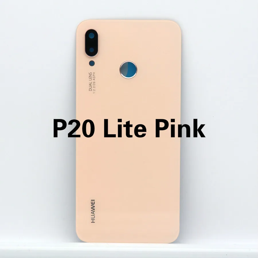 Для huawei P20 Pro крышка батареи Задняя стеклянная Задняя Дверь Корпус чехол панель+ объектив камеры для huawei P20 Lite крышка батареи Nova 3e - Цвет: P20 Lite Pink