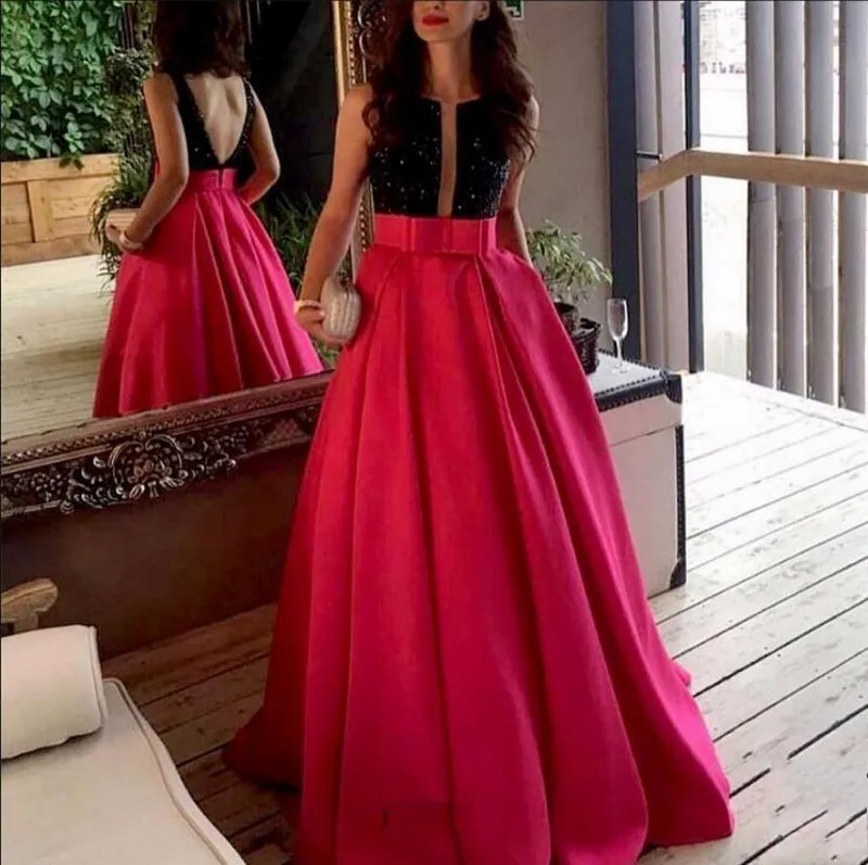 Robe de soriee сексуальное ярко-розовое Красное Атласное Вечернее платье