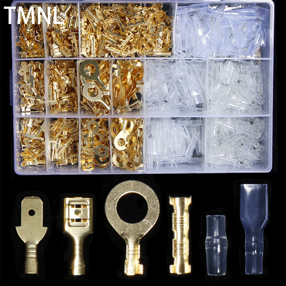 

Electrical Wire Crimp Terminals Female Male Spade Insulated Wire Connectors Ring Lugs O-type Non-insulated Assortment Kit plug