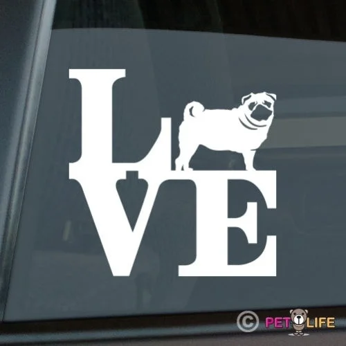 

Love Pug Sticker Die Cut Vinyl - park window decal