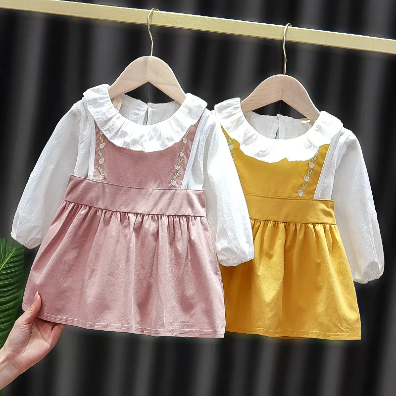 

Girl Baby Suit Autumn Clothes New Girl Foreign Style Korean Children Dress Two-Piece Baby Clothes