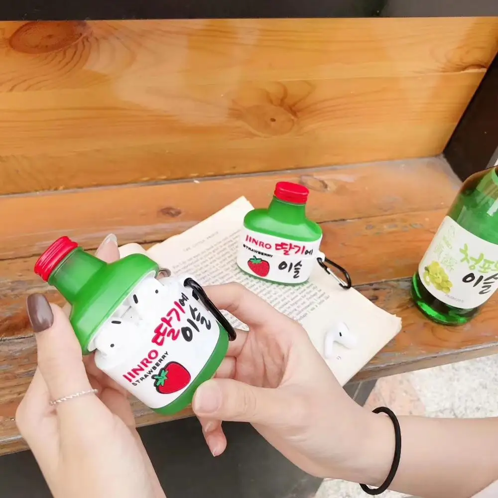 3D чехол Jinro Shochu для AirPods pro Bluetooth наушников Apple Airpods 2 корейский мягкий защитный