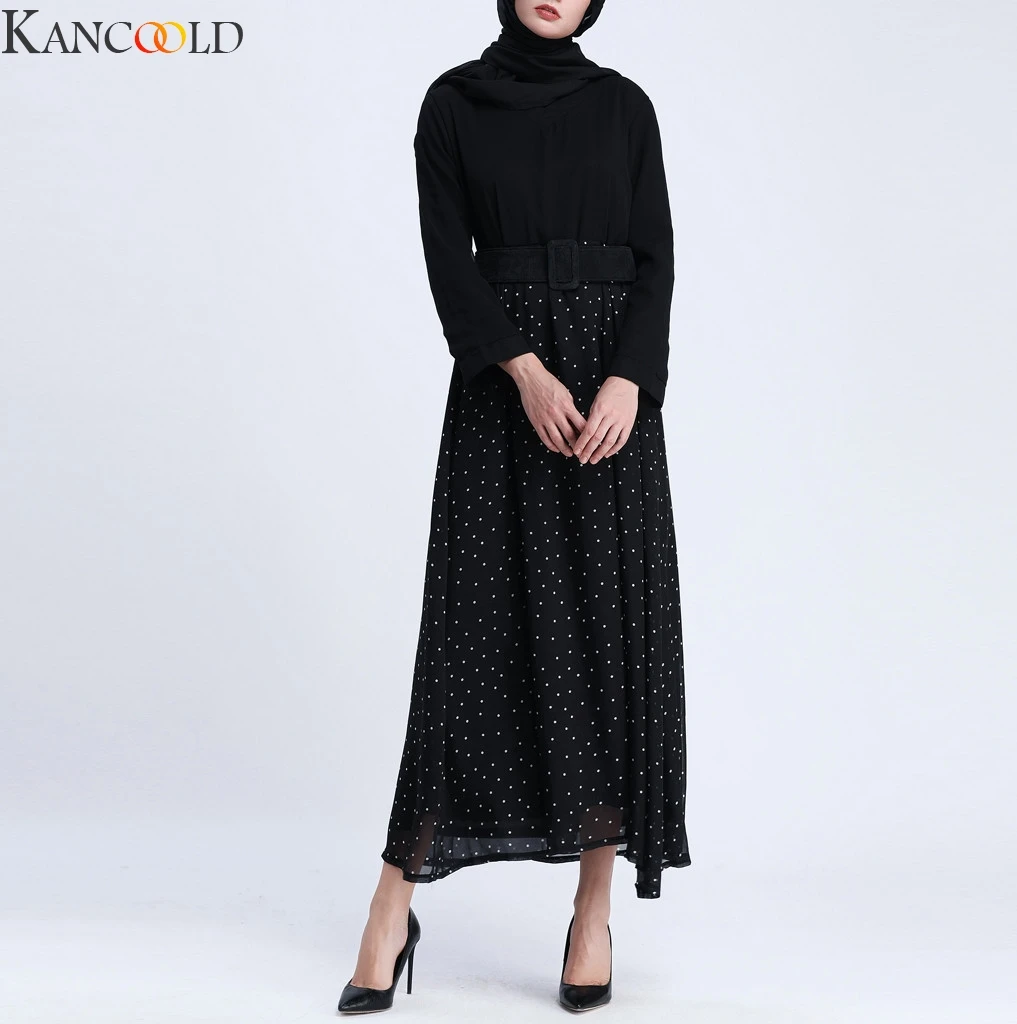 KANCOOLD с высокой талией мусульманские исламские женщины Сплайсинга легко длинными