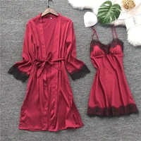 satin robe sets lace intimate sleepwear bathrobe nightgown brides bridesmaid spring nightdress pajamas set female sleep suit