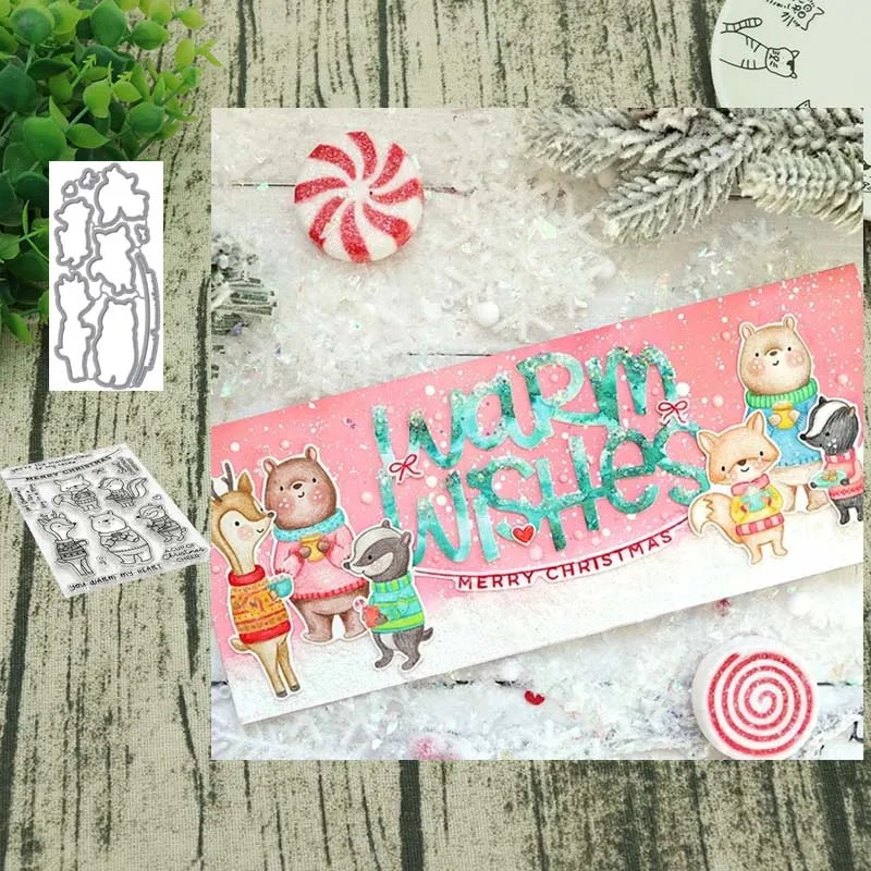 Олень Лиса металлический Трафаретный вырубной штамп и прозрачные наклейки