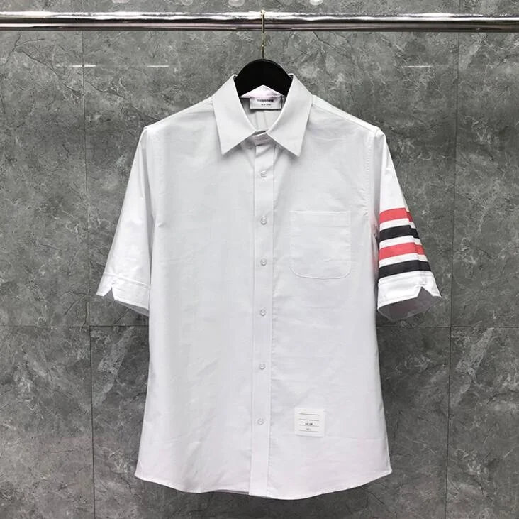 

Мужская Повседневная рубашка в полоску TB THOM, белая, красная, черная Однотонная рубашка из ткани Оксфорд с отложным воротником, 2021