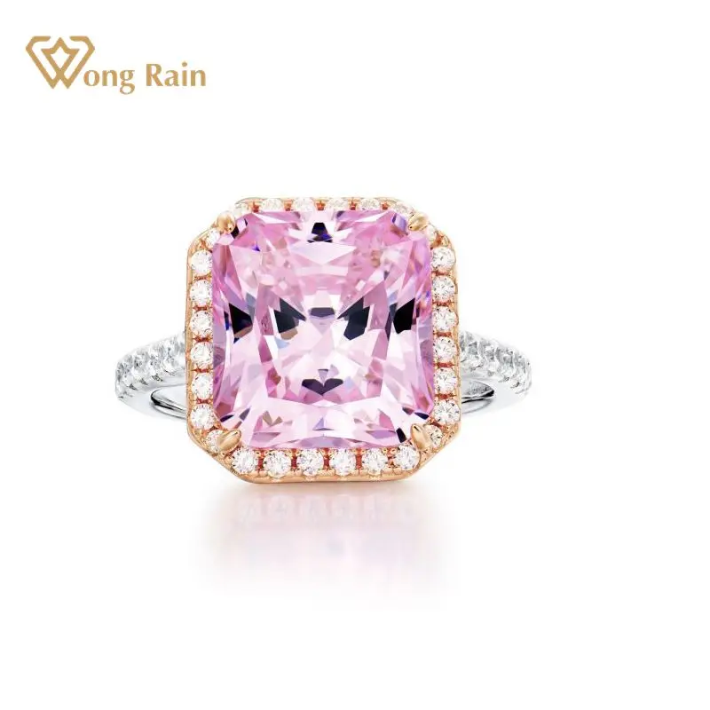 

Wong Rain 100% 925 Sterling Silver Pink Sapphire Created Moissanite Gemstone Wedding Engagement Luxury Women Rings Fine Jewelry