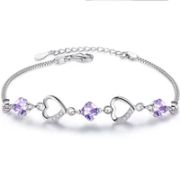 gifts for new year 2022 christmas s925 heart shaped sterling silver bracelet for girls hot small jewelry crystal elegant wom