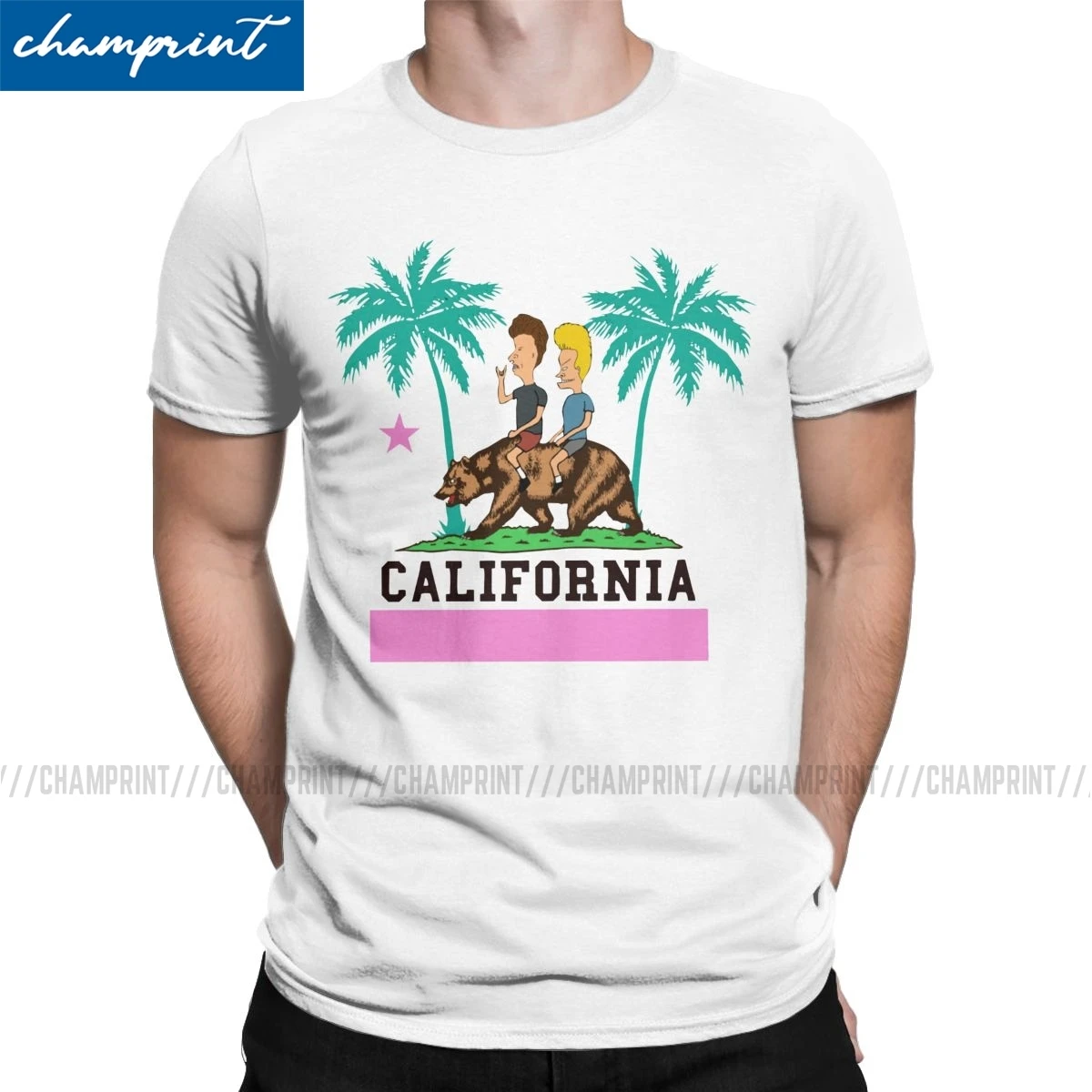 Футболка мужская с надписью Beavis And Butthead California смешная тенниска из чистого хлопка
