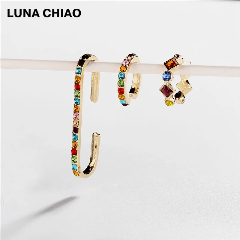 A0310 LUNA CHIAO Популярные хрустальные стразы металлические жемчужные манжеты для ушей штабелируемые манжеты Комплект сережек для женщин - Metal Color: A0310