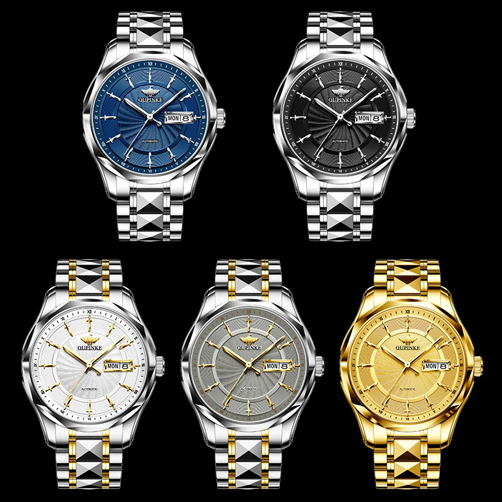 

OUPINKE Men Automatic Mechanical Watch Swiss Movement Sapphire Mirror Top Brand Luxury Automatic Watch Tungsten Steel Strap