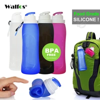 walfos 500ml foldable silicone water bottle portable leak proof squeezable water drink bottle for cycling hiking sports camping