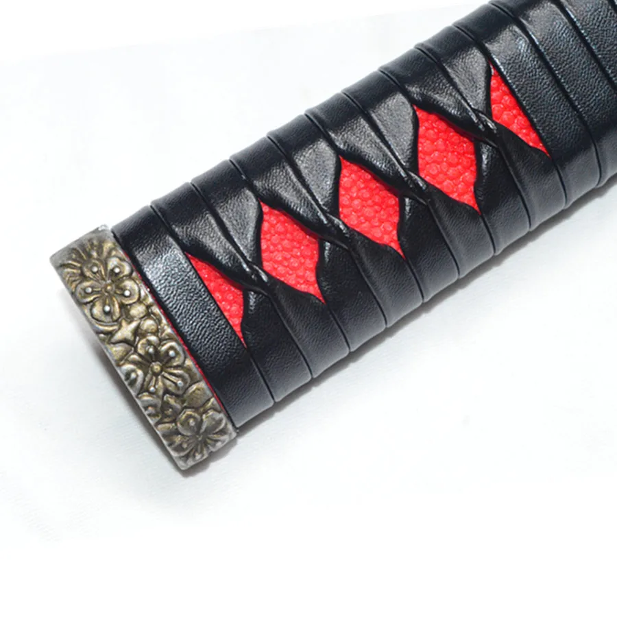 Высококачественная ручка Tsuka Fitting Black натуральная кожа Ito Red натуральный Rayskin сплав