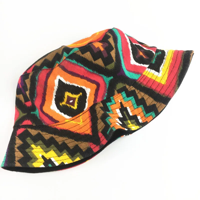 

Summer hats for women bucket hat National wind bohemian fisherman hat men fishing hat Cotton leaf double-sided sun hat