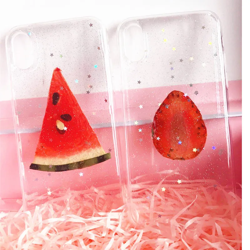 Блестящий НАСТОЯЩИЙ СУХОЙ Летний чехол для телефона с фруктами iPhone 11 Pro X XS MAX XR 7 8