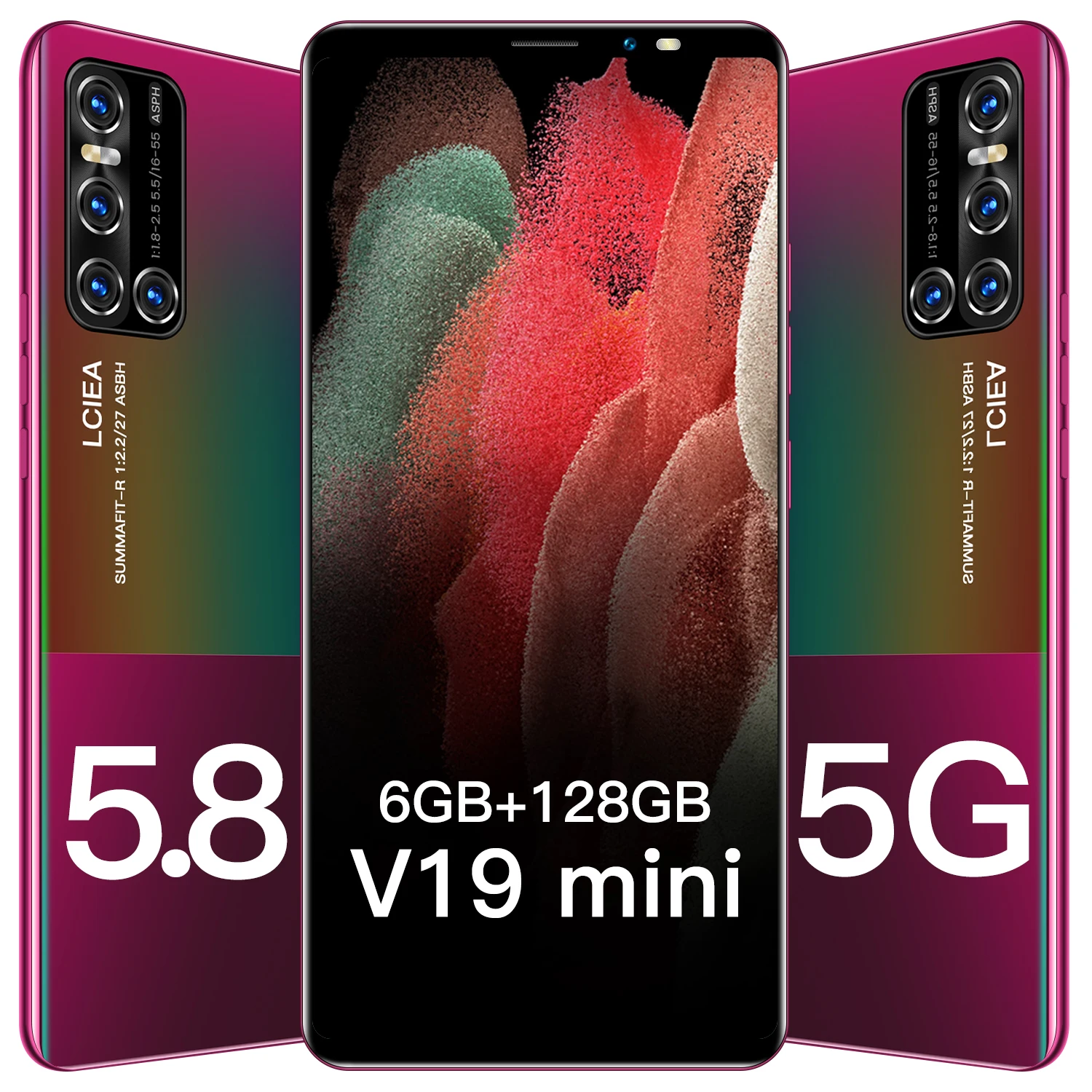 

Global Version V19MINI Smartphone 5.8Inch Android10 HD Screen 5G Cellphone 6+128GB Fingerprint Unlock 4500mAh Dual SIM CellPhone
