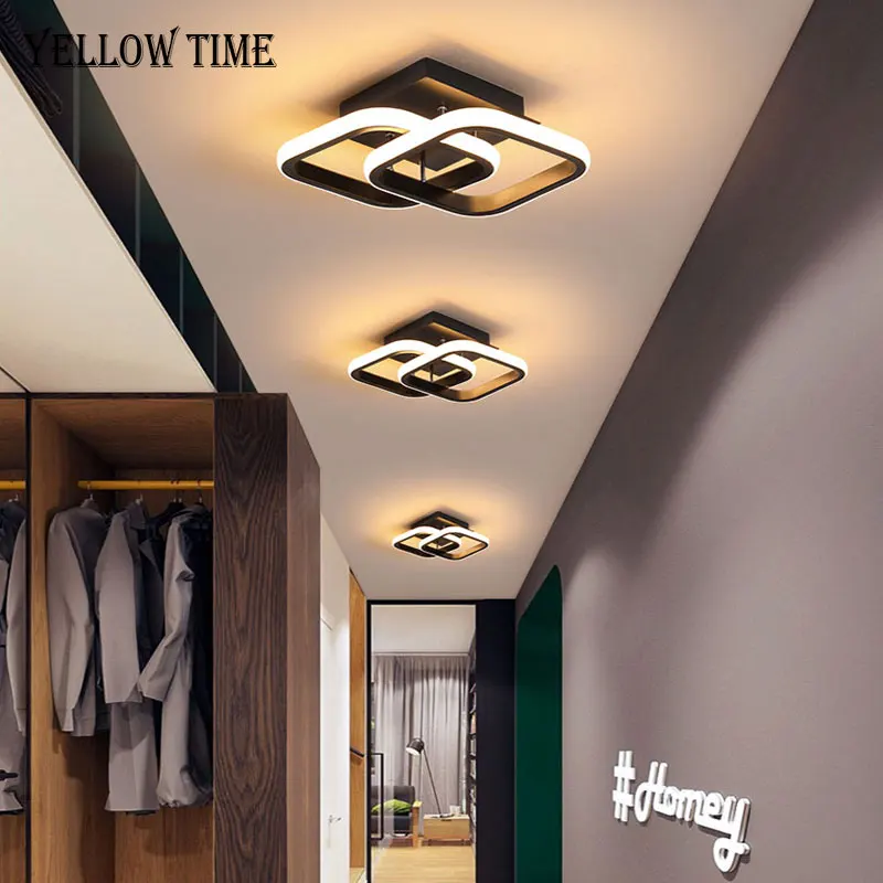 Candelabro LED pequeño para pasillo, iluminación interior para sala de estar, dormitorio, cocina, pasillo, lámparas de araña de techo blanco y negro moderno