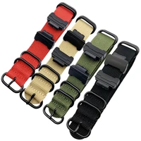 nylon nato watchband for casio gd 110 100120 ga 100110400 dw 5600gw 6900 black buckle bracelet band strap with adapters