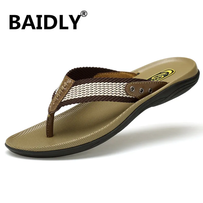 Шлепанцы мужские из натуральной кожи мягкие сандалии удобная летняя обувь