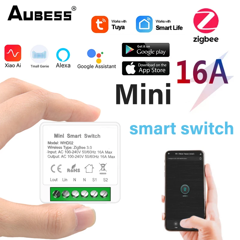 

16A Zigbee3.0 Mini Smart Switch For Tuya Smart Life Timing Wireless Control Relay Automation Modules Work With Alexa Google Home