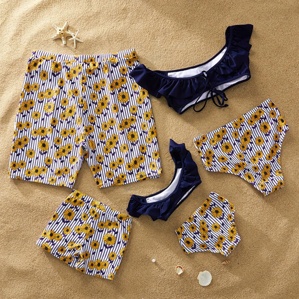 Men Family Sunflower Print Bikini Swimwear Swimsuit Beach Shorts Suit Beachwear swiming shorts men swimsuit купальник плавки |