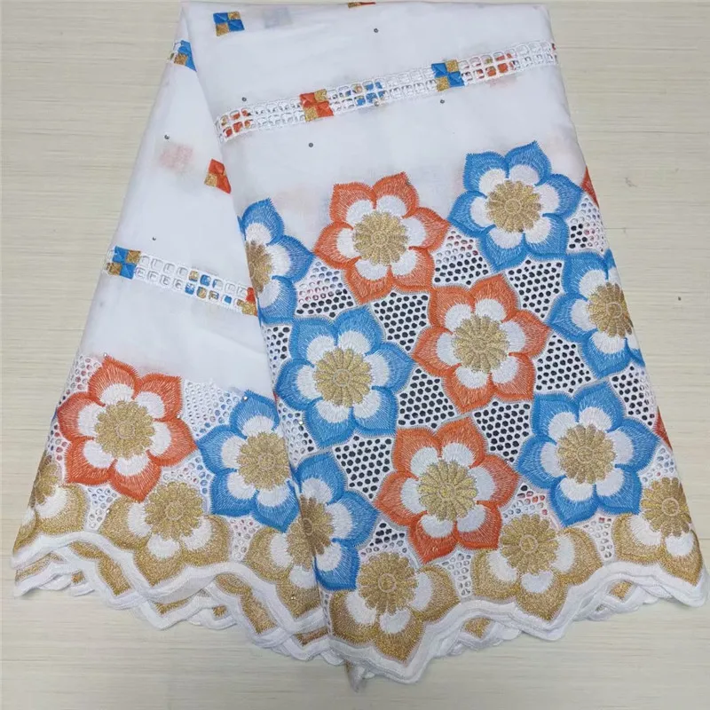 

Multicolor High Quality Swiss Voile Lace In Switzerland Nigerian African Dry Cotton stones Lace Fabrics For Party Sewing