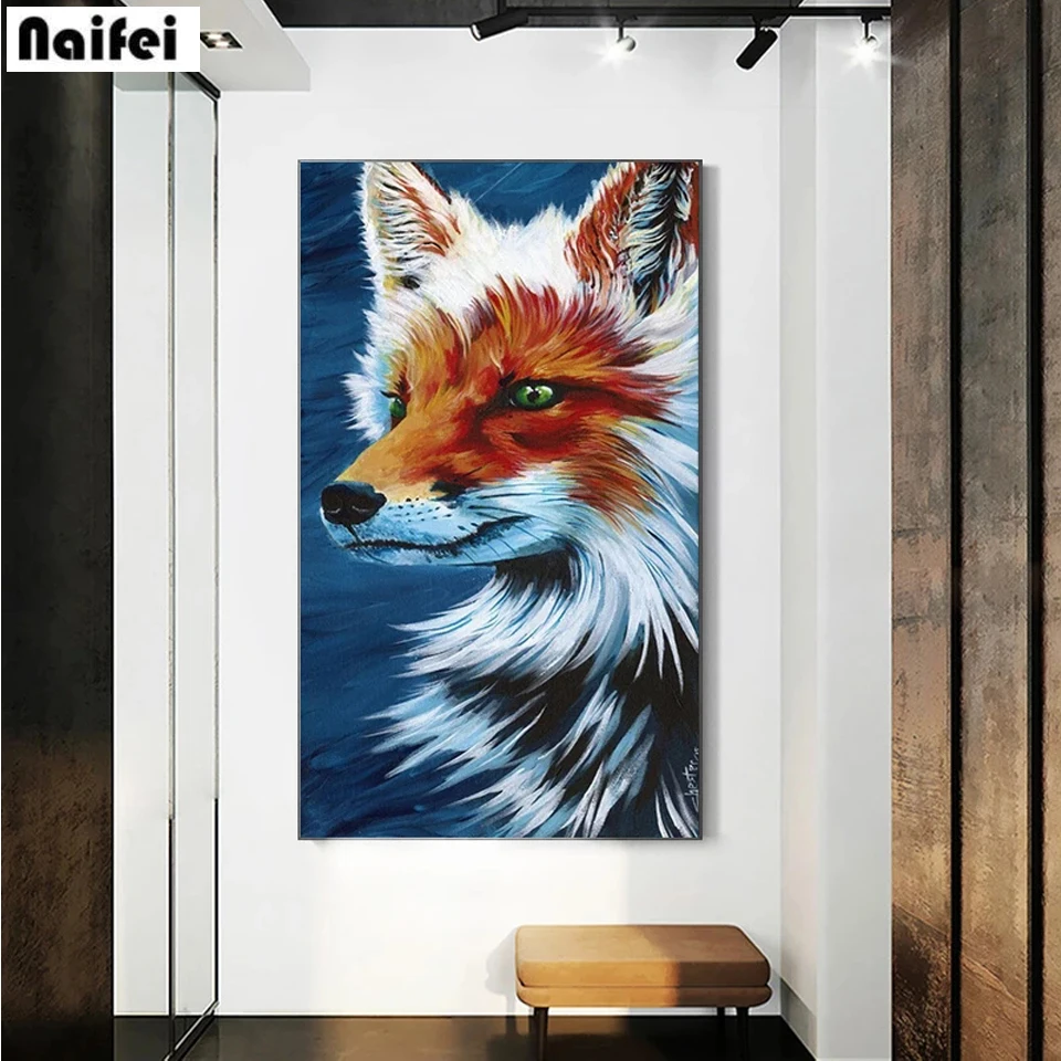 

5D DIY Diamond Painting Color Painting Fox Full Square/Round Drill Embroidery Animal Cross Stitch Mosaic Rhinestone Home Decor