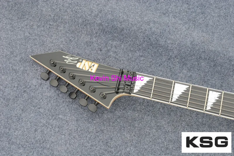 Custom shop Alexi Laiho Гитары зелеными краями cobhc v-образной формы Гитары Череп Топ KSG Кевин shi Гитары s тремоло Floyd Rose