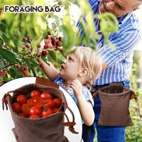 canvas fruit picking bag garden jungle fruit picking leather bag outdoor camping cowhide storage bag