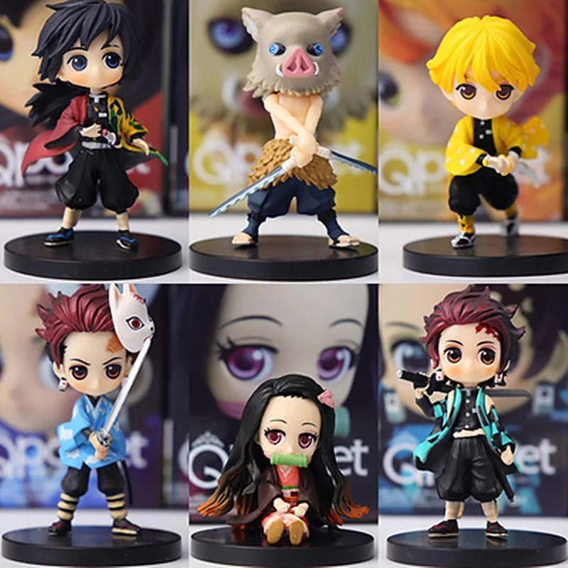 

6pcs/set Demon Slayer Action Figure Kimetsu no Yaiba Figure Q ver. Giyuu Inosuke Tanjirou Nezuko Zenitsu Figurine anime 5-7cm