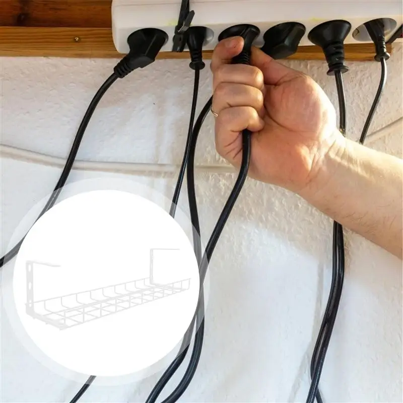 

1pc Under Desk Cable Management Tray Iron Cable Organizer Cable Storage Rack