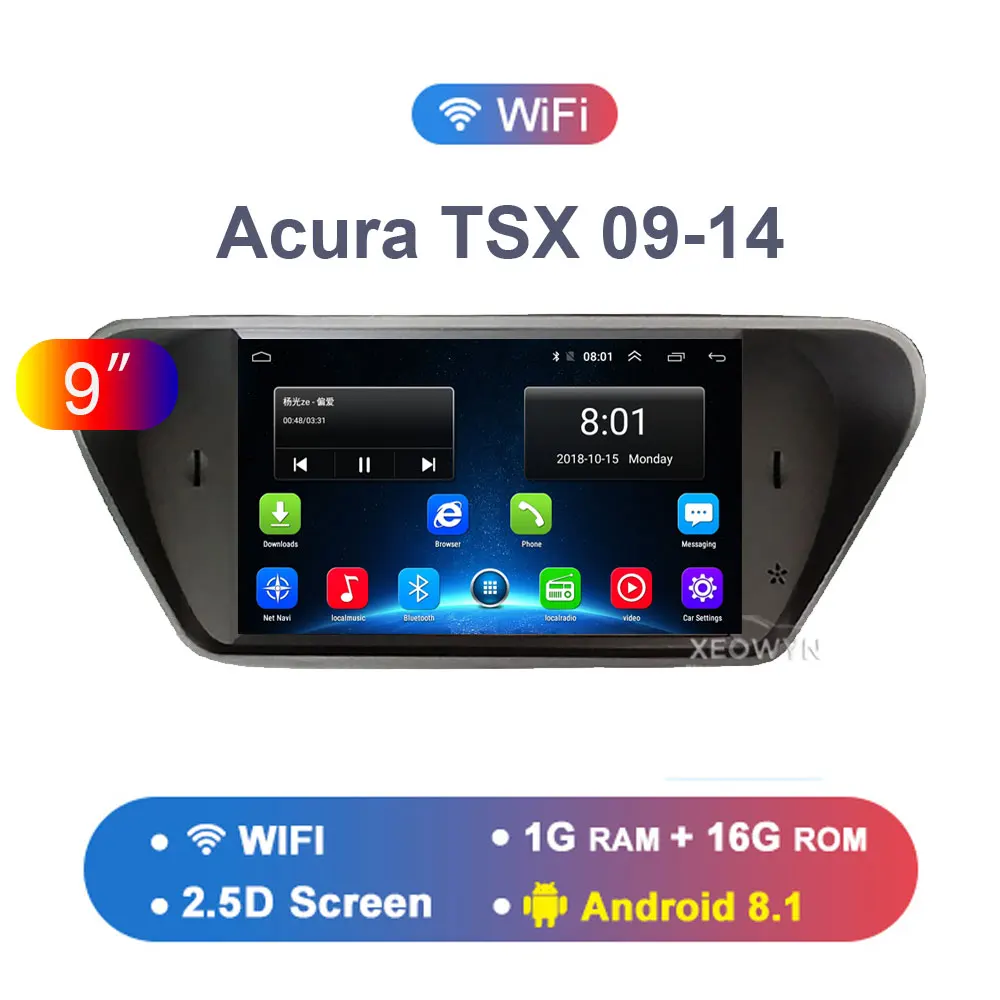 Wifi version Android 8,1 ROM32GB четырехъядерный процессор для Acura Tsx 2009- Автомобильный Радио gps навигационный плеер радио мультимедиа HD - Color: Wifi version
