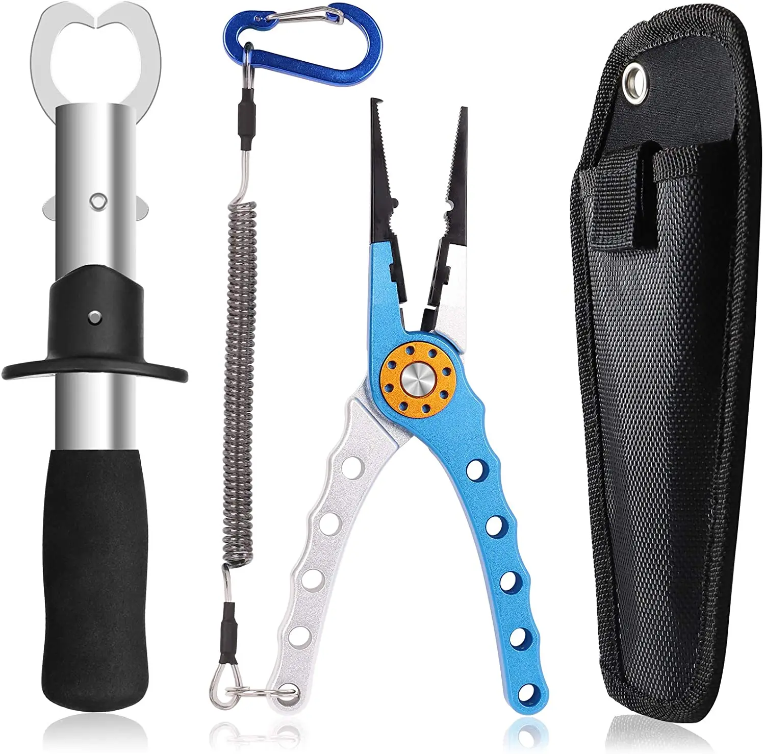 

Fishing Pliers, Stainless Steel Fishing Lip Gripper Muti-Function Fishing Tools Set Hook Remover Split Ring, Fly Fishing kit