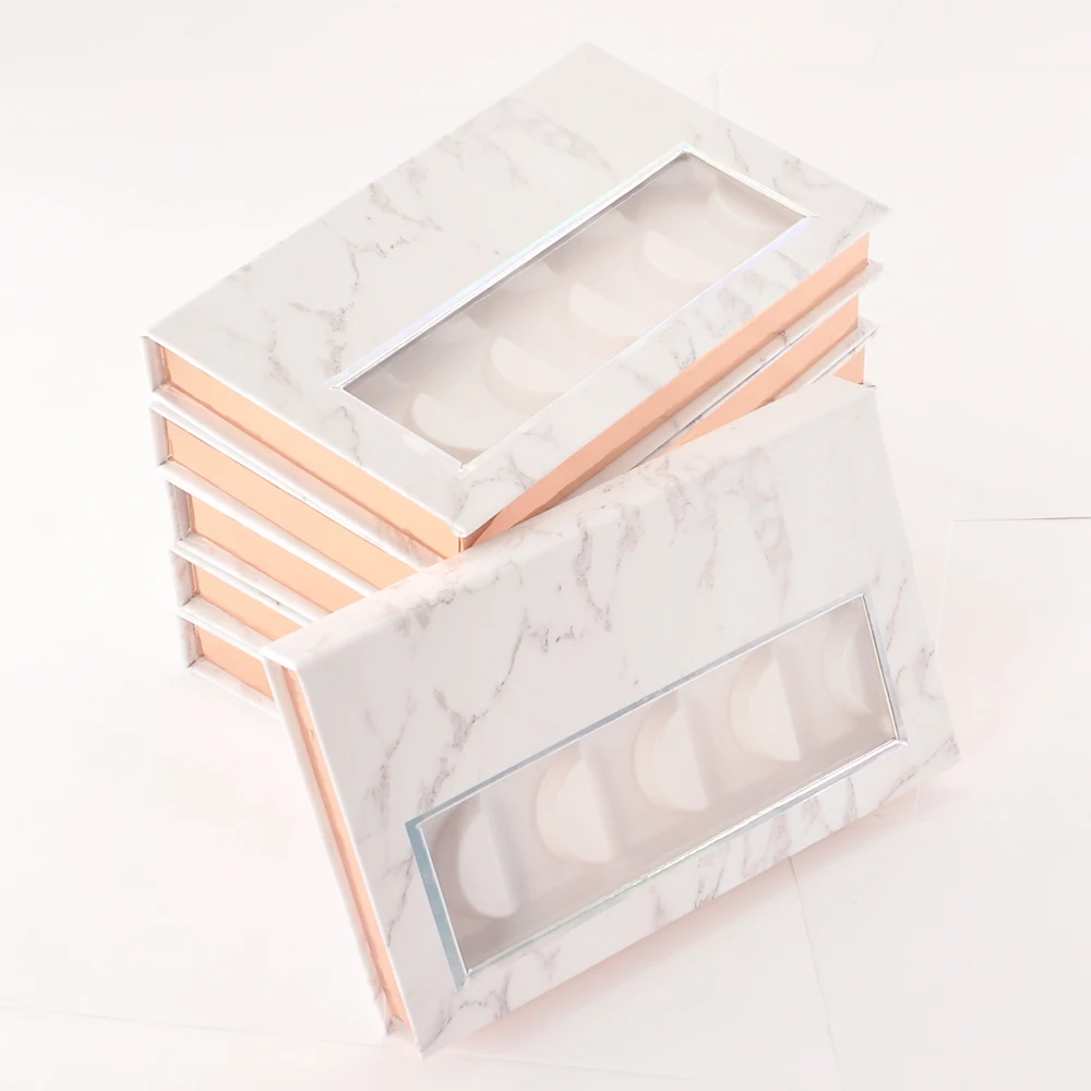 

10/Pack Wholesale 5pairs Eyelashes Box Package Lash Book packaging Mink Eyelashes Marble Grey Storage Boxes Makeup Case Vendors