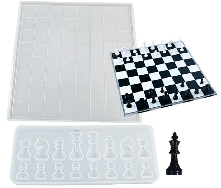 

DIY Silicone Epoxy Resin Candle Epoxy Mold Crafts Souvenir International Checkers Chessboard Shape Decorative Accessories