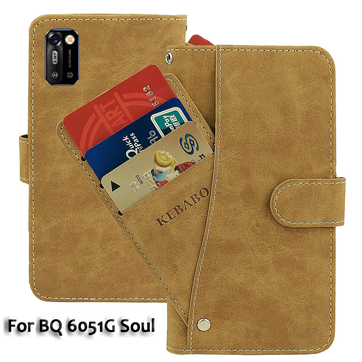 

Vintage Leather Wallet BQ 6051G Soul Case 6.09" Flip Luxury Card Slots Cover Magnet Phone Protective Cases Bags