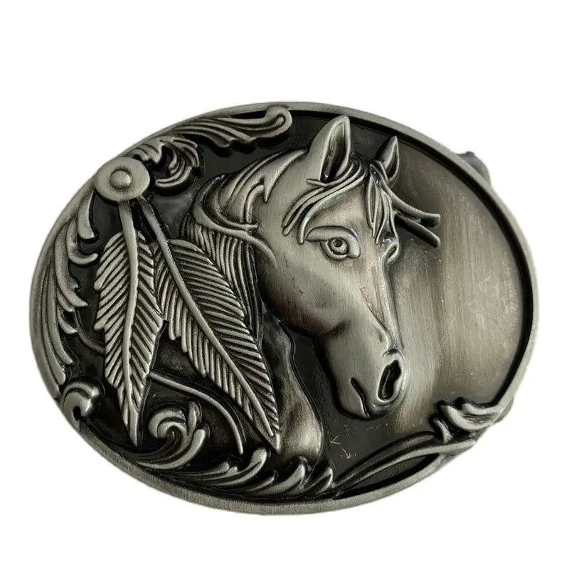 

Розничная продажа, модная мужская пряжка для ремня с высококачественными овальными 3D серебряными коньками, металлические пряжки, аксессуа...