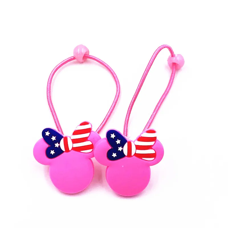 2 шт./компл. эластичные ленты для волос с Микки и Минни мягкие резиновые из ПВХ