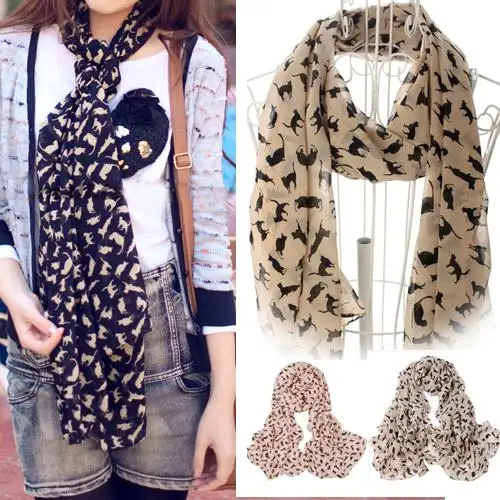 

New Cat Print Scarf Celebrity Fashion Shawl Scarves WRAP Ladies Animal New Soft