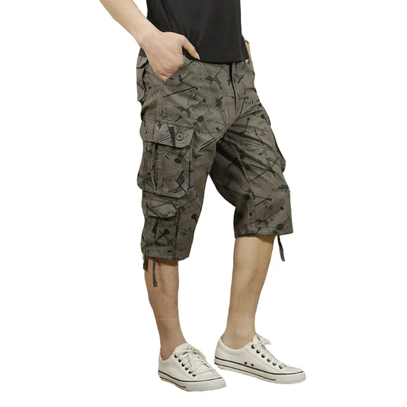 Мужские летние шорты карго повседневные хлопковые белые с карманами в стиле