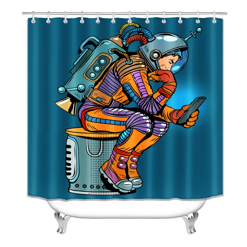 

Shower Curtain, Bathroom Curtains Accessories-Cartoon Space Man,Decorations