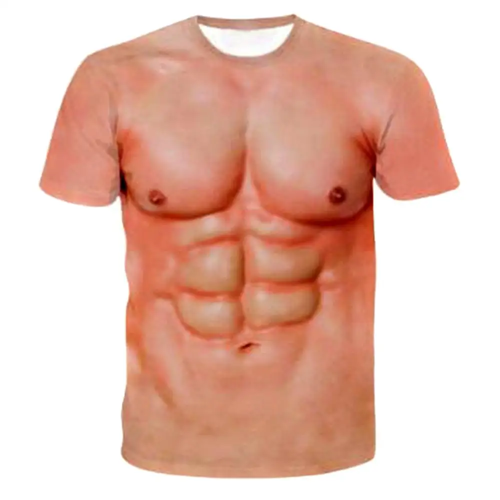 2021 Top Selling New Funny Muscle Tee Cool Tattoo Print T-Shirt Men Short Sleeve 3D Digital Printing Fake T-shirt | Мужская одежда