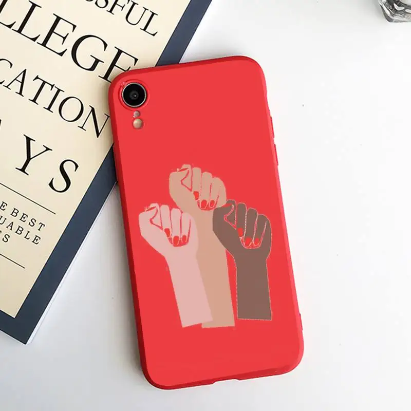 

Minimal Girl Power Feminist Aesthetics luxury shell Phone Case Candy Color for iPhone 6 7 8 11 12 s mini pro X XS XR MAX Plus